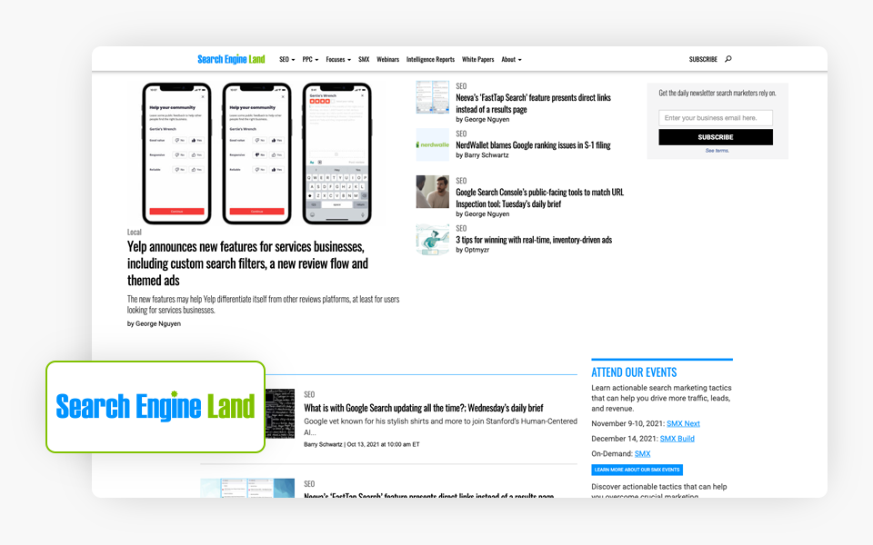 Search Engine Land Homepage and Logo