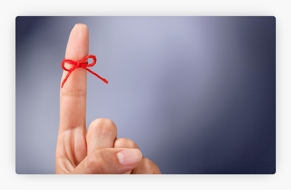 String tied around a finger